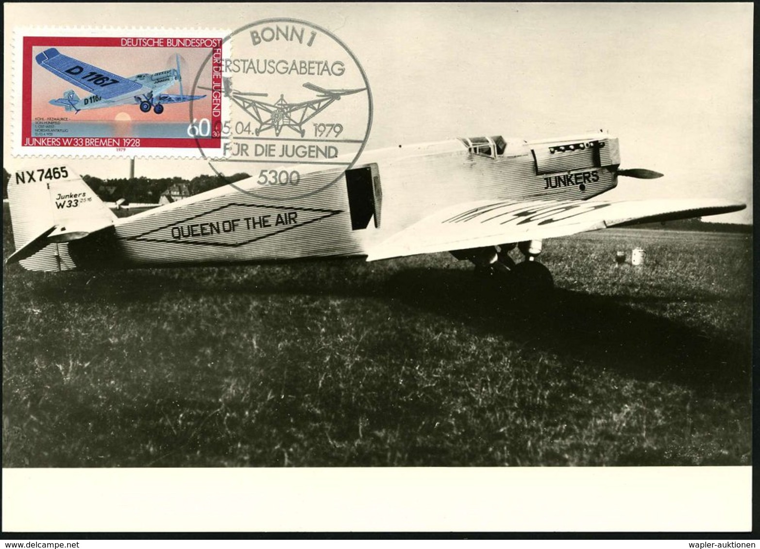 1979/87 B.R.D., 60 + 30 Pf. Junkers "W 33, Bremen" (1928) + 2 Verschiedene Sonderstempel (5300 BONN 1 = ET) U. 1000 BERL - Other & Unclassified