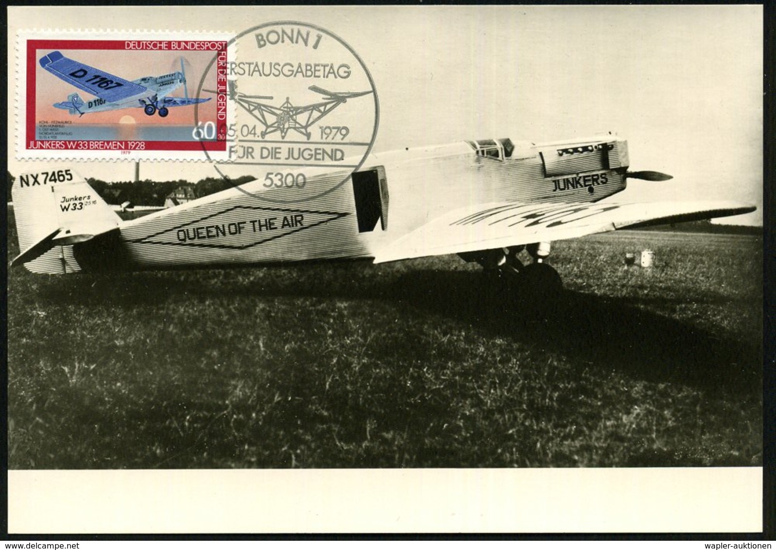 1979/87 B.R.D., 60 + 30 Pf. Junkers "W 33, Bremen" (1928) + 2 Verschiedene Sonderstempel (5300 BONN 1 = ET) U. 1000 BERL - Other & Unclassified