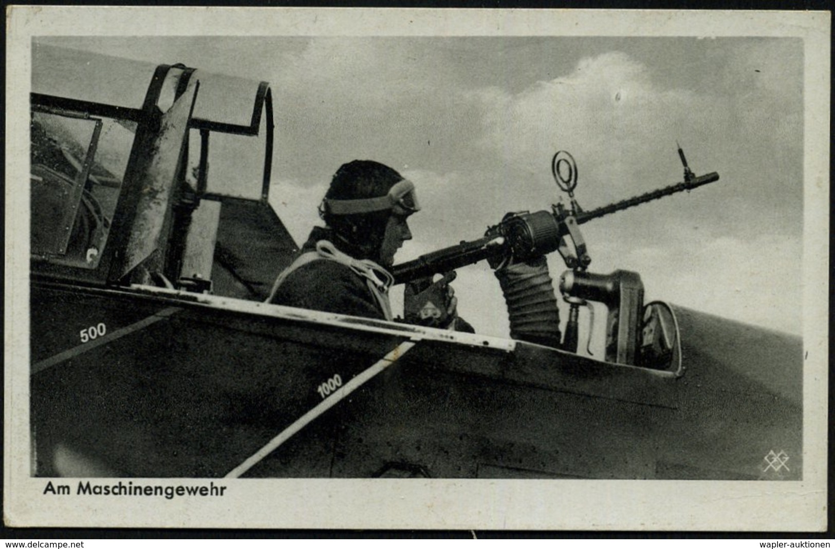 1939 (ca.) DEUTSCHES REICH, S/ W.-Foto-Ak.: MG-Schütze In Kampfflugzeug (Ju 87 ?) Ungebr., Zensurvermerk RLM (Uhv.GGA) - - Other & Unclassified