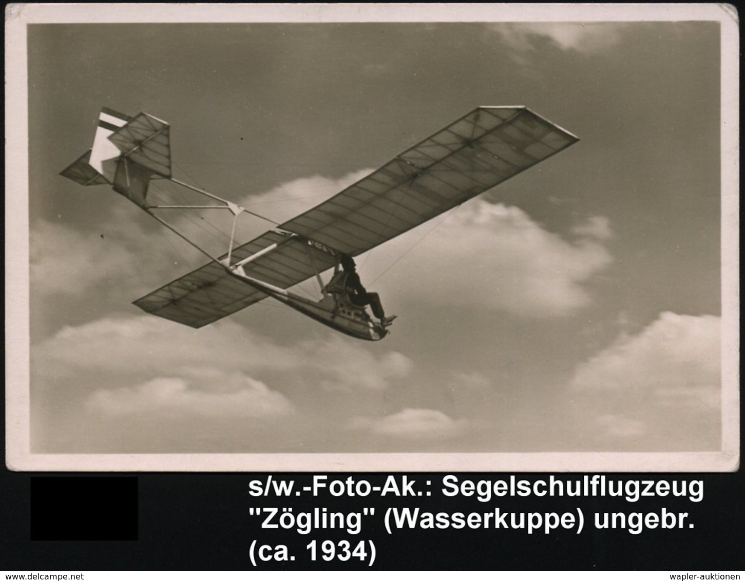 1935 (ca.) Gersfeld, S/ W.-Foto-Ak.: Wasserkuppe, Segelflugzeug "Zögling" + Viol. Nebenstempel: Wasserkuppe Segelflug-La - Other & Unclassified