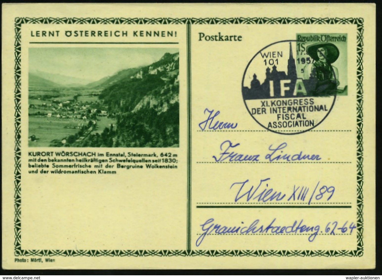 1957 ÖSTERREICH, Sonderstempel: WIEN 101, IFA XI. KONGRESS DER INTERNAT. FISCAL ASSOCIATION (Silhouette Stephansdom), Or - Other & Unclassified