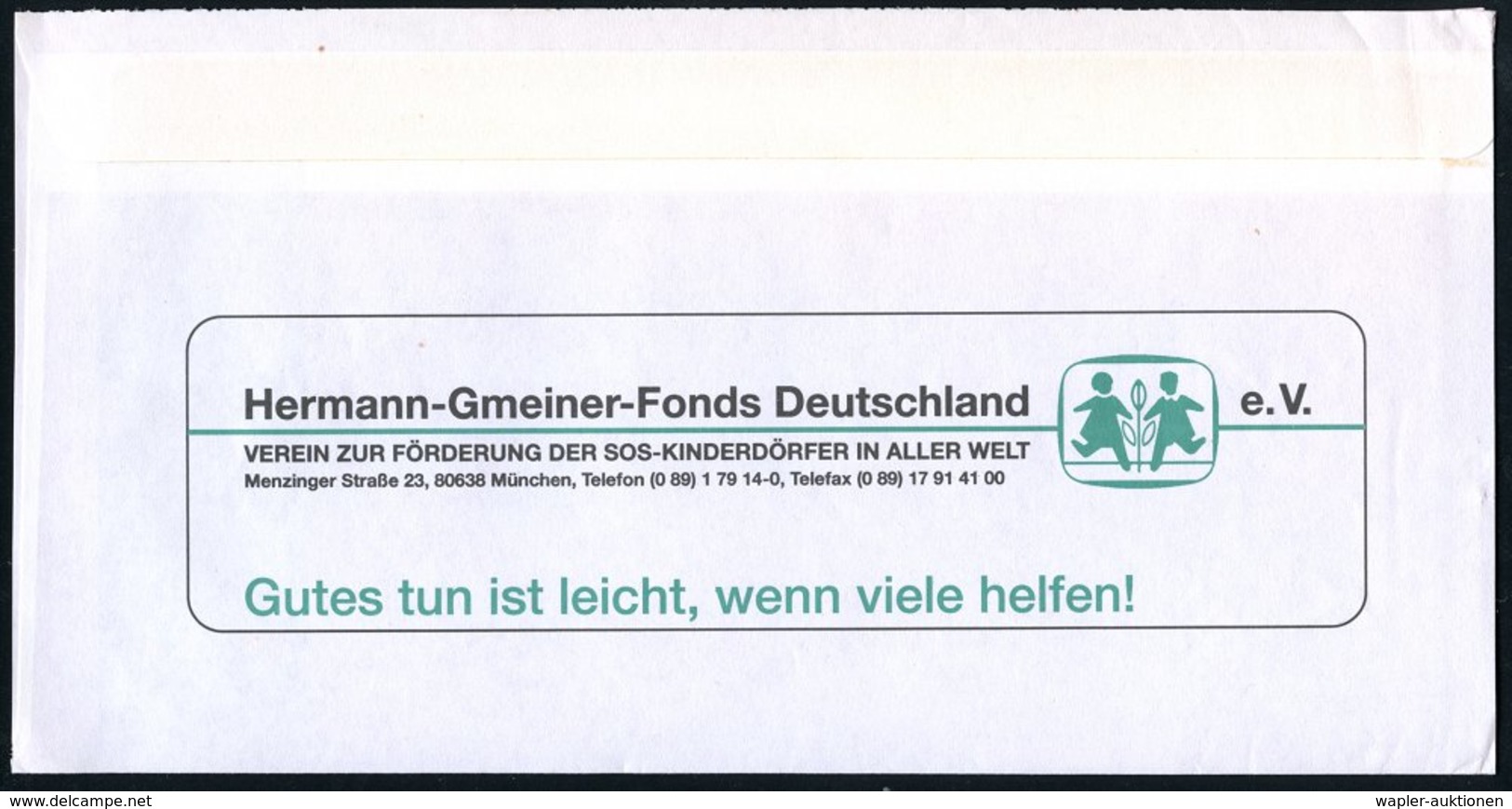 1984 (14.4.) 80639 MÜNCHEN 38, Absender-Freistempel: HERMANN GMEINER-FOND.. Kindern Helfen.. SOS-Kinderdörfer (Logo) Mot - Andere & Zonder Classificatie