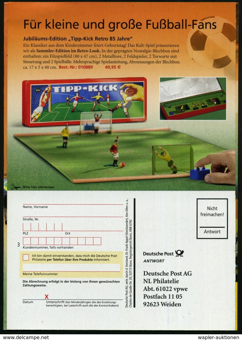 2010 (7.6.) 92637 WEISEN OPF., Postdienst-Ganzsachen-Umschlag 145 C. Schwertlilie: "Tipp Kick" (Fußball-Tischspiel) Mit  - Other & Unclassified