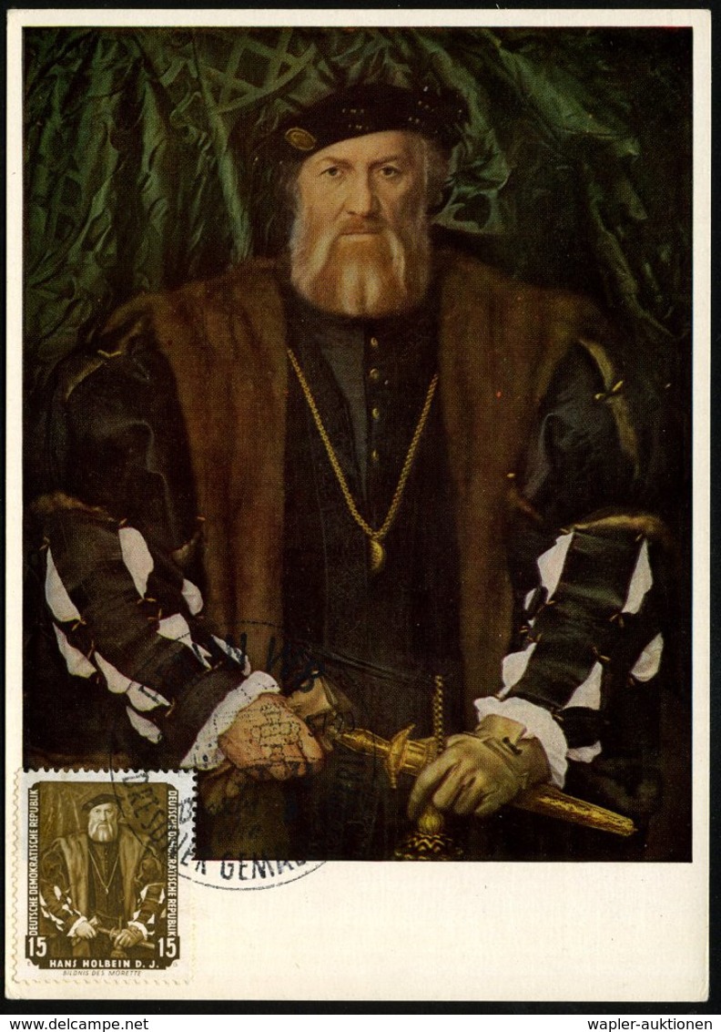 1957 (30.6.) BERLIN W 8, Hand-Werbestempel: Besucht Die DRESDNER GEMÄLDEGALERIE Auf 15 Pf. Hans Holbein D. J., Bildnis D - Other & Unclassified