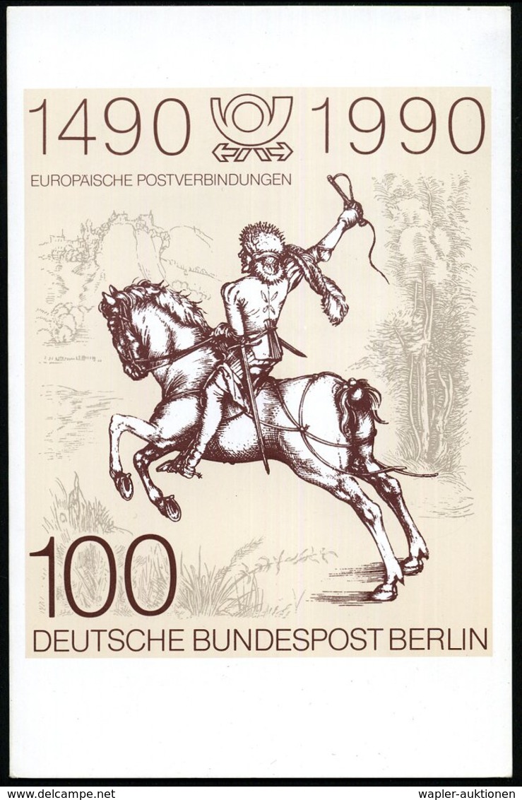 1990 (12.1.) BERLIN /  BRD, Je 100 Pf. Postreiter Von A. Dürer, Omnibus-Ausgabe + ET-Sonderstempel 1000 BERLIN 12 (500 J - Other & Unclassified