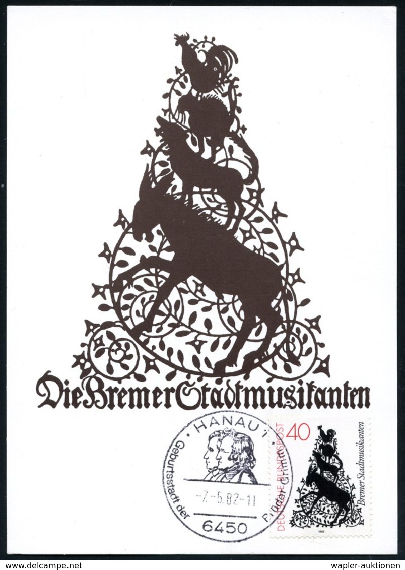 1982 (7.5.) 6450 HANAU 1, Sondwerstempel: Geburtsstadt Brüder Grimm (Doppel-Portrait) Auf 40 Pf. Märchen "Brmer Stadtmus - Other & Unclassified