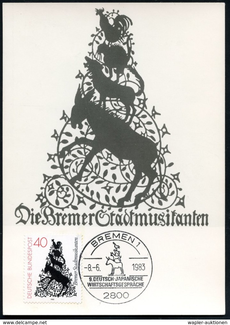 1983 (8.6.) 2800 BREMEN 1, Sonderstempel: 9. DEUTSCH-JAPANISCHE WIRTSCHAFTSGESPRÄCHE = "Bremer Stadtmusikanten" (Esel, H - Other & Unclassified