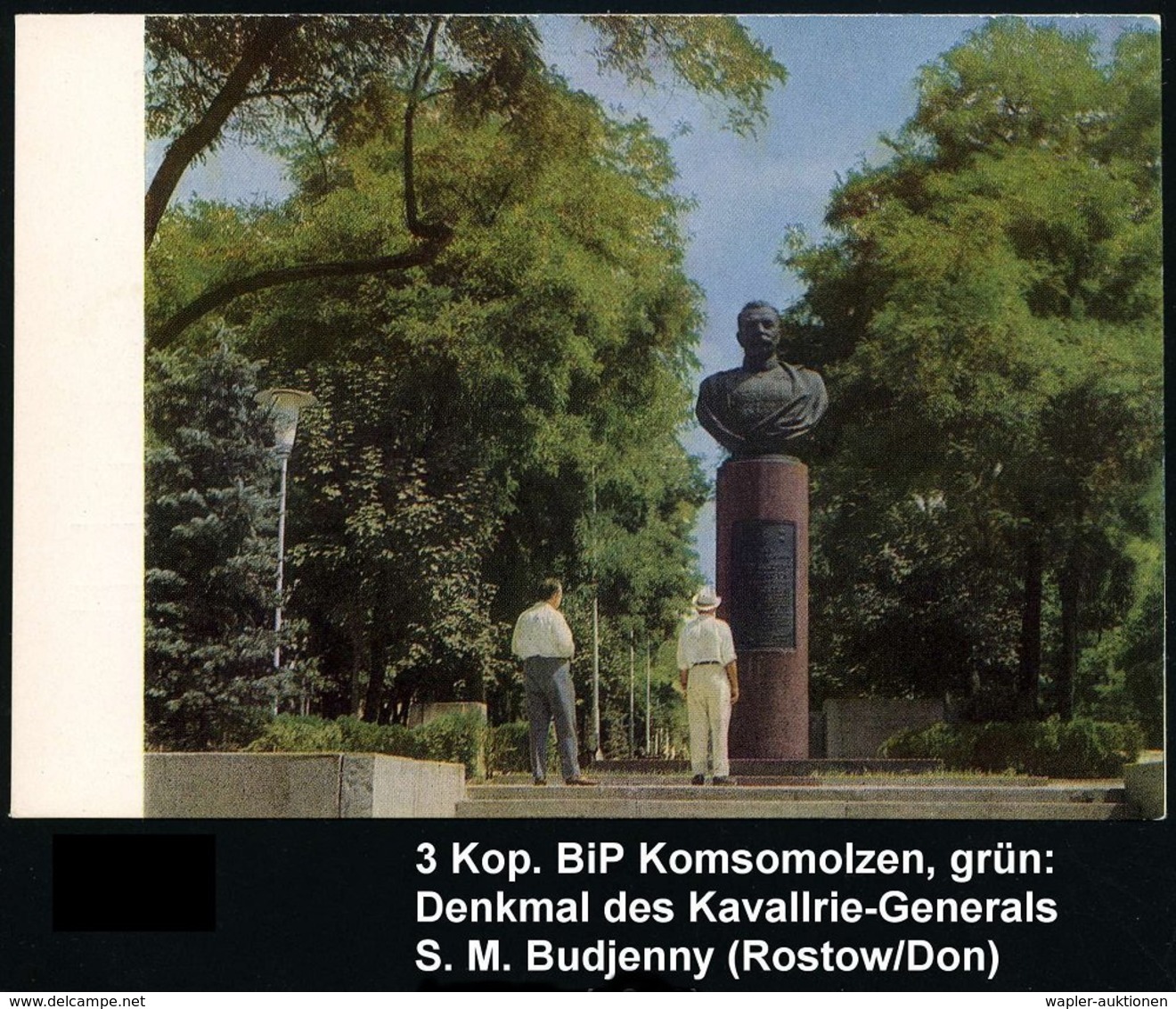 1970 UdSSR, 3 Kop. Bild-Ganzsache Komsomolzen, Grün: Denkmal Des Kavallerie-Generals Budjonny (Rostow Am Don) Ungebr. -  - Other & Unclassified