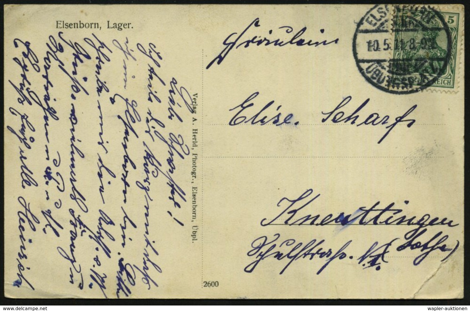 1911 (10.5.) ELSENBORN-ÜBUNGSPLATZ, 1K-Gitter = Hauspostamt Truppenübungsplatz Auf S/ W.-Foto-Ak.: Elsenborn Lager (kl.  - Other & Unclassified