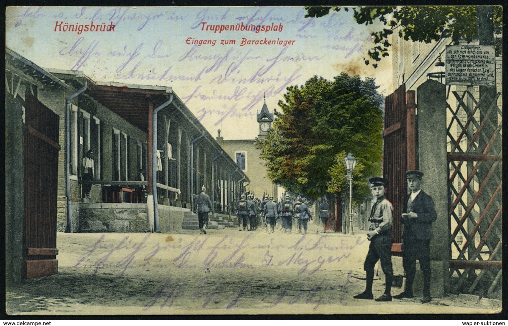 1916 (15.2.) KÖNIGSBRÜCK, 1K-Gitter + Briefstempel: Reservelazarett II Königsbrück = Truppenübungsplatz, Color-Feldpost- - Other & Unclassified