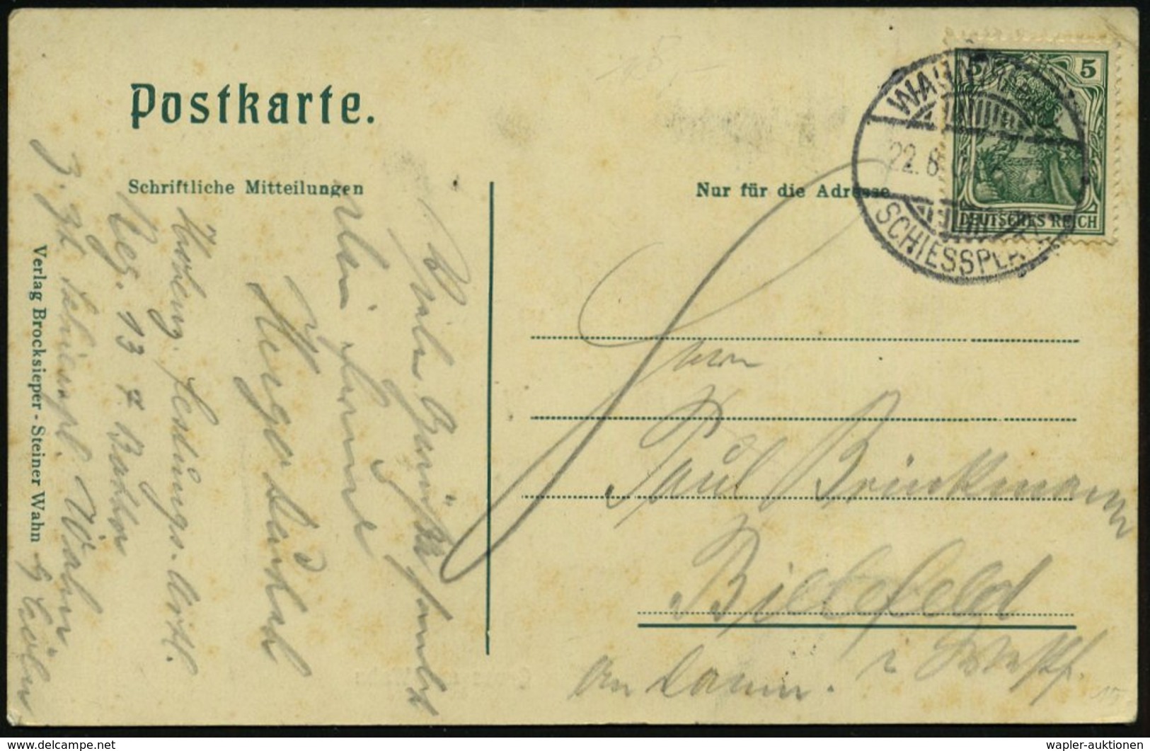 1907 (22.8.) WAHN (Rheinl.) SCHIESSPLATZ, 1K-Gitter = Hauspostamt Truppenübungsplatz, S/ W.-Foto-Ak.: Gruß Aus Wahn (Mör - Other & Unclassified