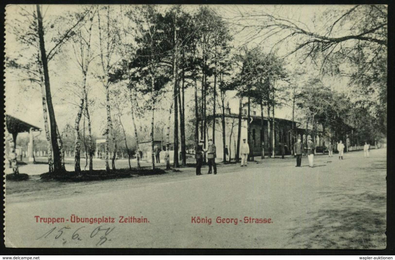 1907 (16.6.) ZEITHAIN-ÜBUNGSPLATZ, 1K-Gitter = Hauspostamt Truppenübungsplatz, S/ W.-Foto-Ak.: König Georg-Strasse N. Le - Other & Unclassified