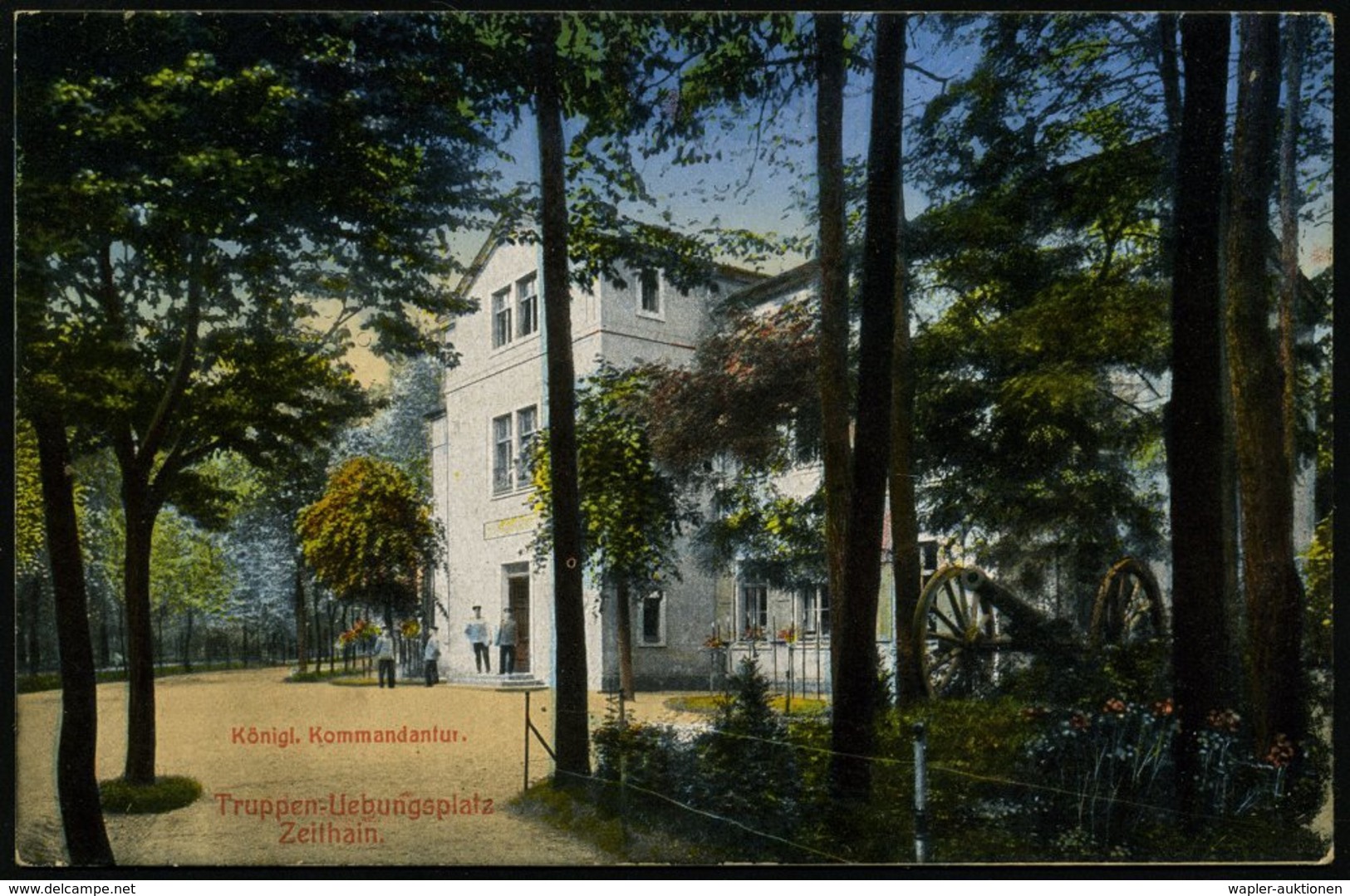 1916 (14.11.) ZEITHAIN-ÜBUNGSPLATZ, 1K-Brücke = Hauspostamt Truppenübungsplatz + Hs. Abs., Color-Feldpost-Foto-Ak.: Kgl. - Other & Unclassified