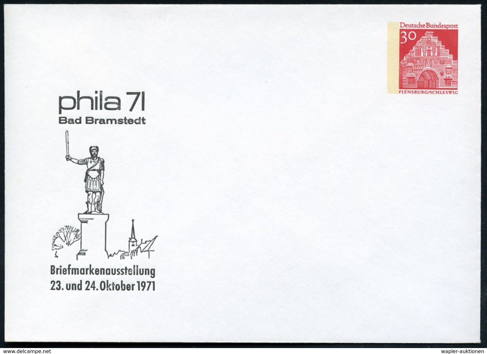 1971 Bad Bramstedt, PU 30 Pf. Flensburg: Phila 71 = Rolands-Denkmal, Ungebr. (Mi.PU 33/18) - Minnesänger & Rolandslied / - Altri & Non Classificati