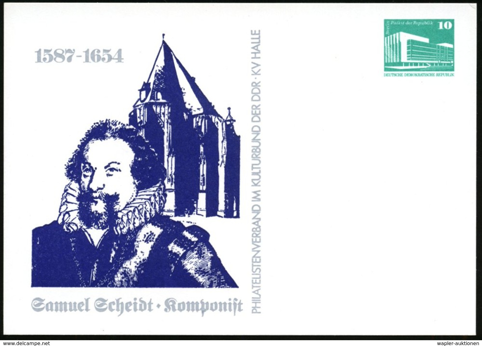 1987 Halle/ Saale, PP 10 Pf. PdR., Grün: 1587 - 1654 Samuel Scheidt, Komponist (Brustbild U. Moritzkirche) Ungebr. (Mi.P - Other & Unclassified