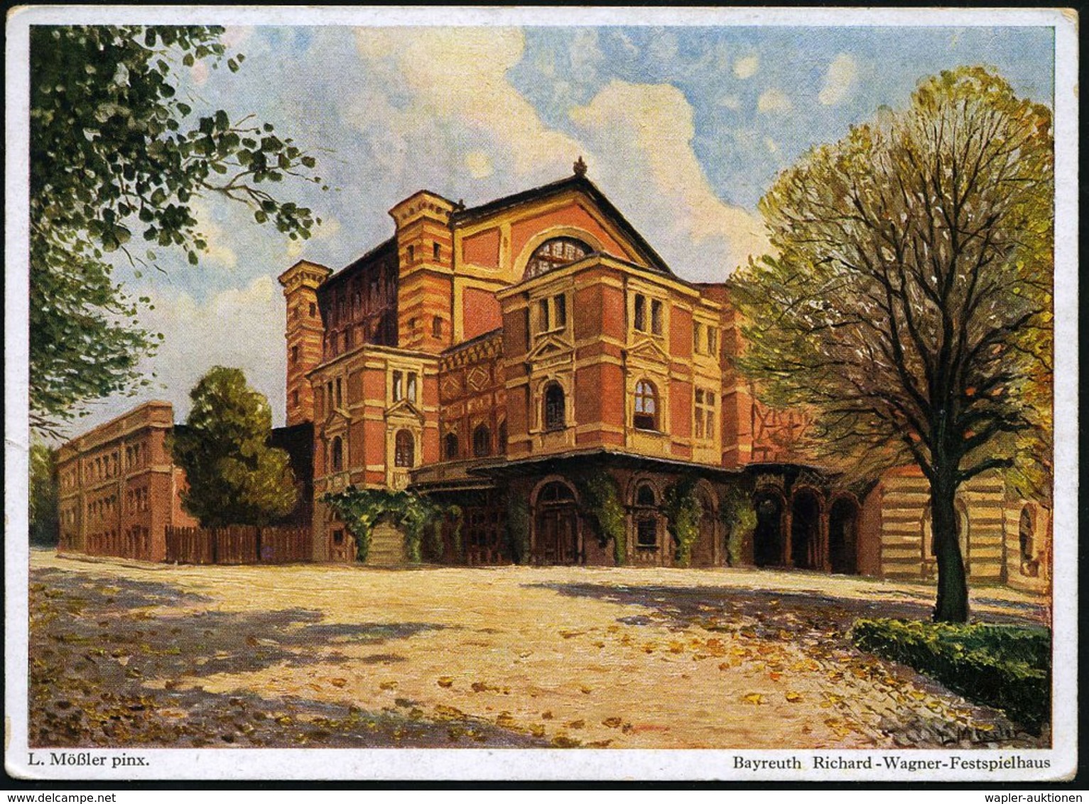 1950 (ca.) Bayreuth, Color-Künstler-Ak.: Richard Wagner-Festspielhaus (vin L. Mößler) Ungebr. (Verlag Liebermann, Nürnbe - Other & Unclassified