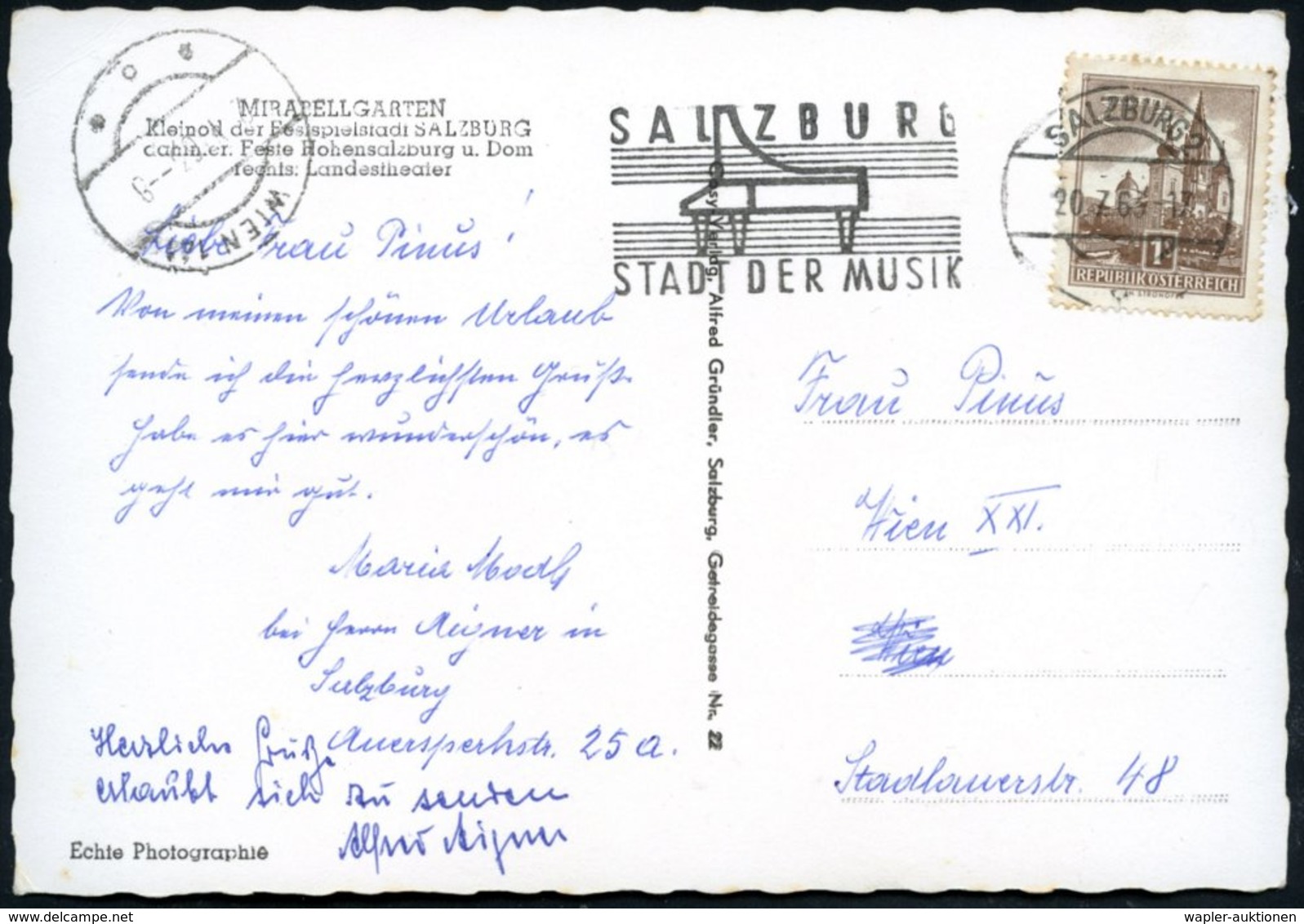 1963 (20.7.) ÖSTERREICH, Maschinen-Werbestempel: SALZBURG, STADT DER MUSIK (Flügel U. Notenzeilen) Bedarfs-Ak. Mirabellg - Other & Unclassified