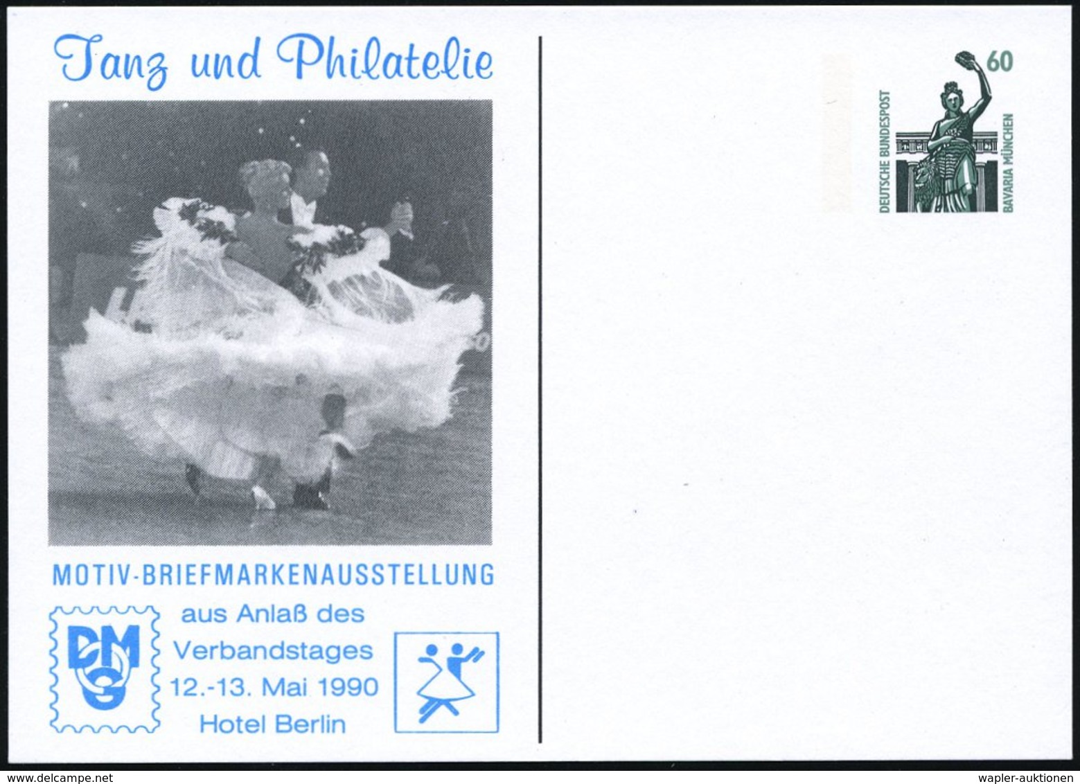 1990 (Mai) Berlin, PP 60 Pf. Bavaria: Tanz U. Philatelie = Tanzens Paar + Tanz-Piktogramm, Ungebr. (Mi.PP 151) - Tanz &  - Other & Unclassified