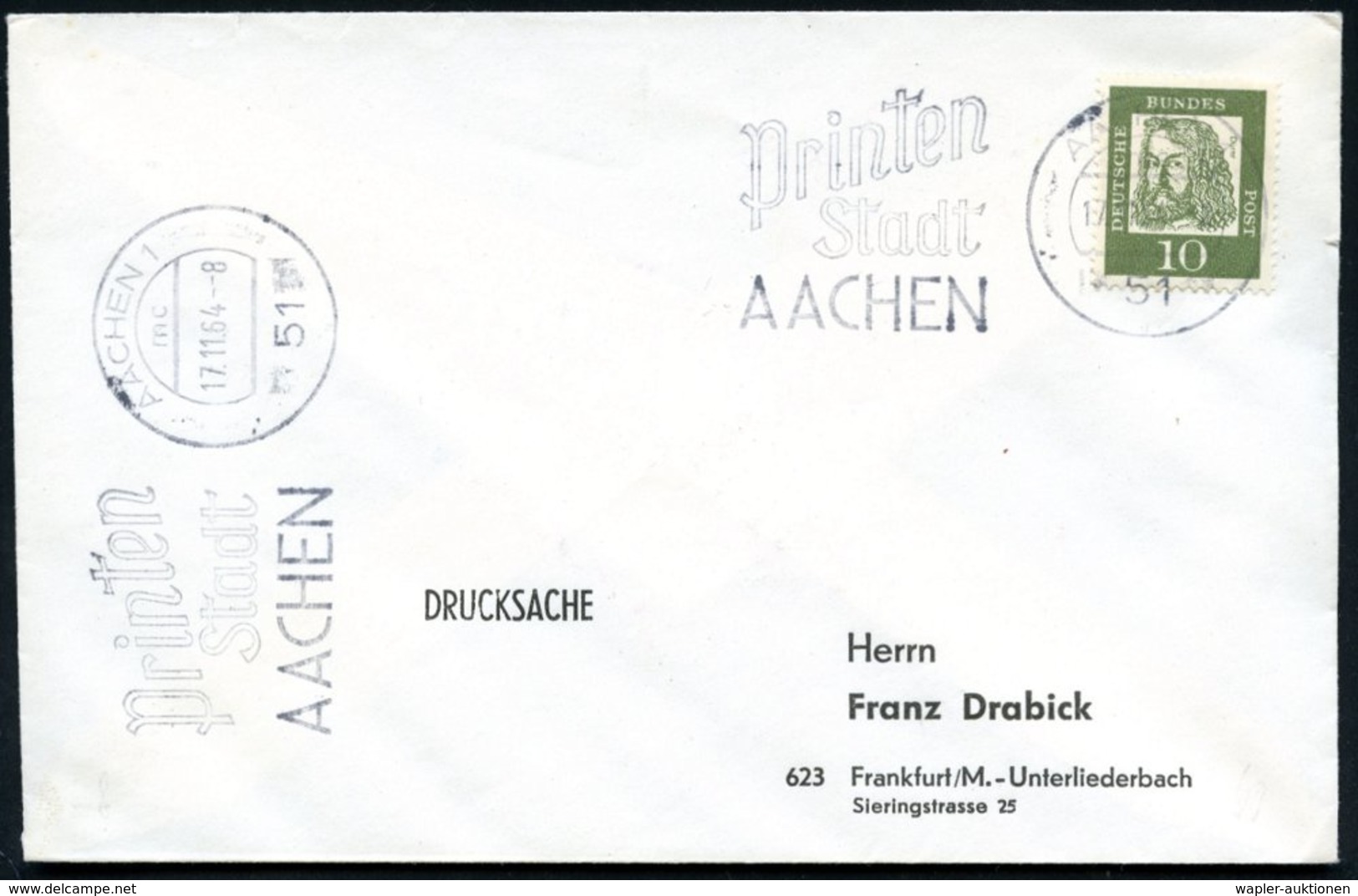 1964 (17.11.) 51 AACHEN 1, Maschinen-Werbestempel: Printen Stadt AACHEN, Inl.-Brief (Bo.60 A) - Zucker & Schokolade / Su - Other & Unclassified