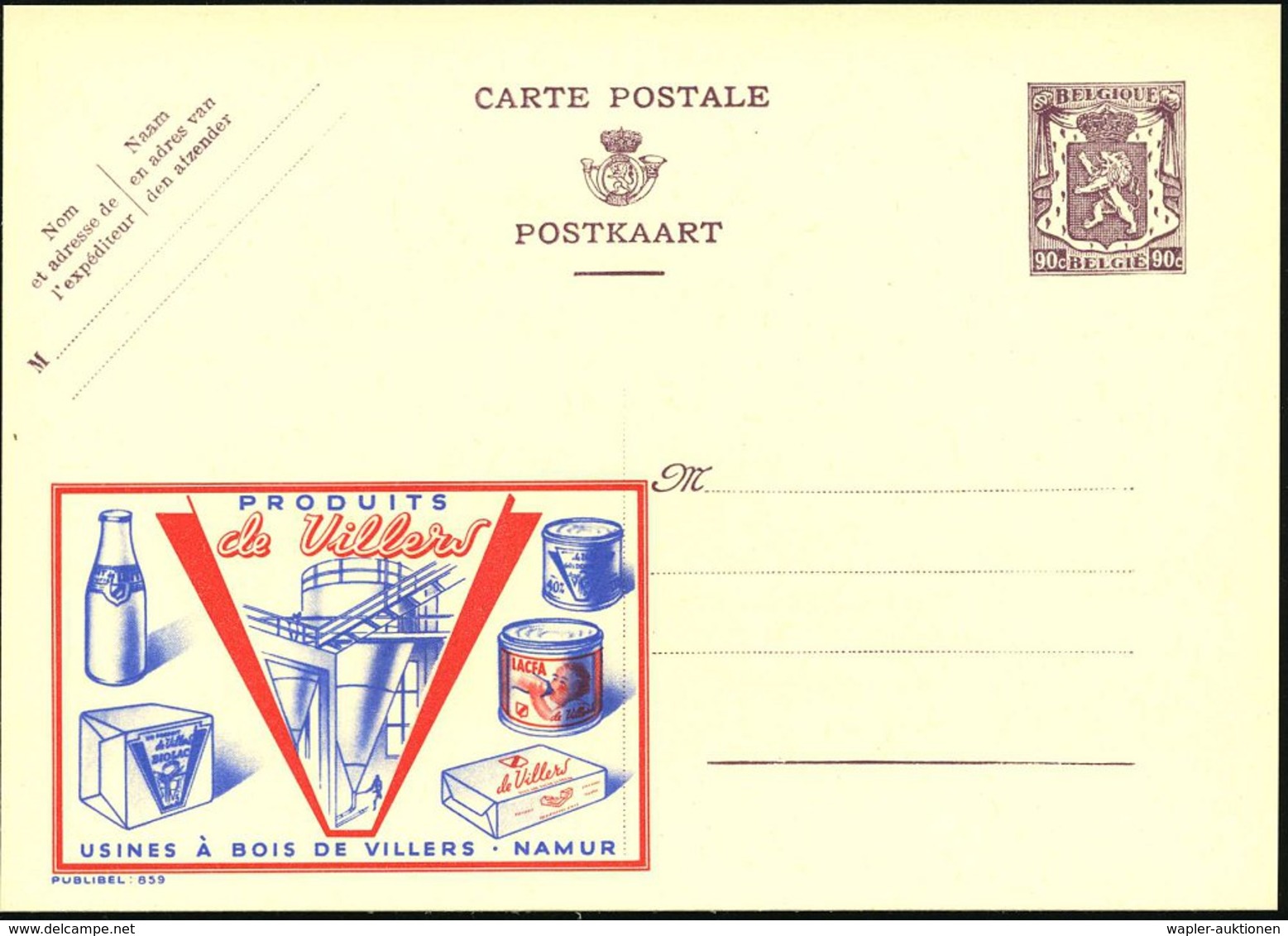 1951 BELGIEN, 90 C. Publibel-Ganzsache: DESSIKKY.. Ses Délicieux Cafés (Kaffee-Packungen) Ungebr. (Mi.P 273 I / 1015) -  - Sonstige & Ohne Zuordnung