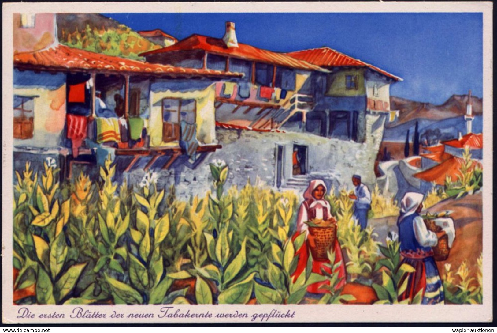 1937 (Okt.) BULGARIEN, Deutsche Color-Reklame-Ak.: Tabakdorf Melnik + 3-Zeiler: RAUCHT BULGARISCHE TABAKE, (gest. SOFIA) - Sonstige & Ohne Zuordnung