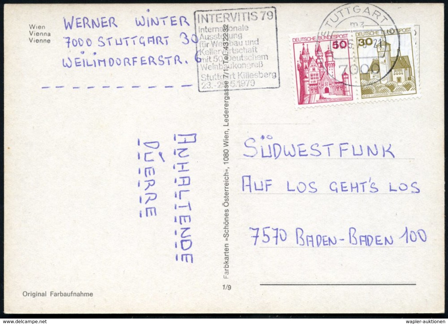 1979 7000STUTTGART 9, Maschinen-Werbestempel: INTERVITIS 79, Internat. Ausstellung Für Weinbau U. Kellerwirtschaft.. Mit - Other & Unclassified