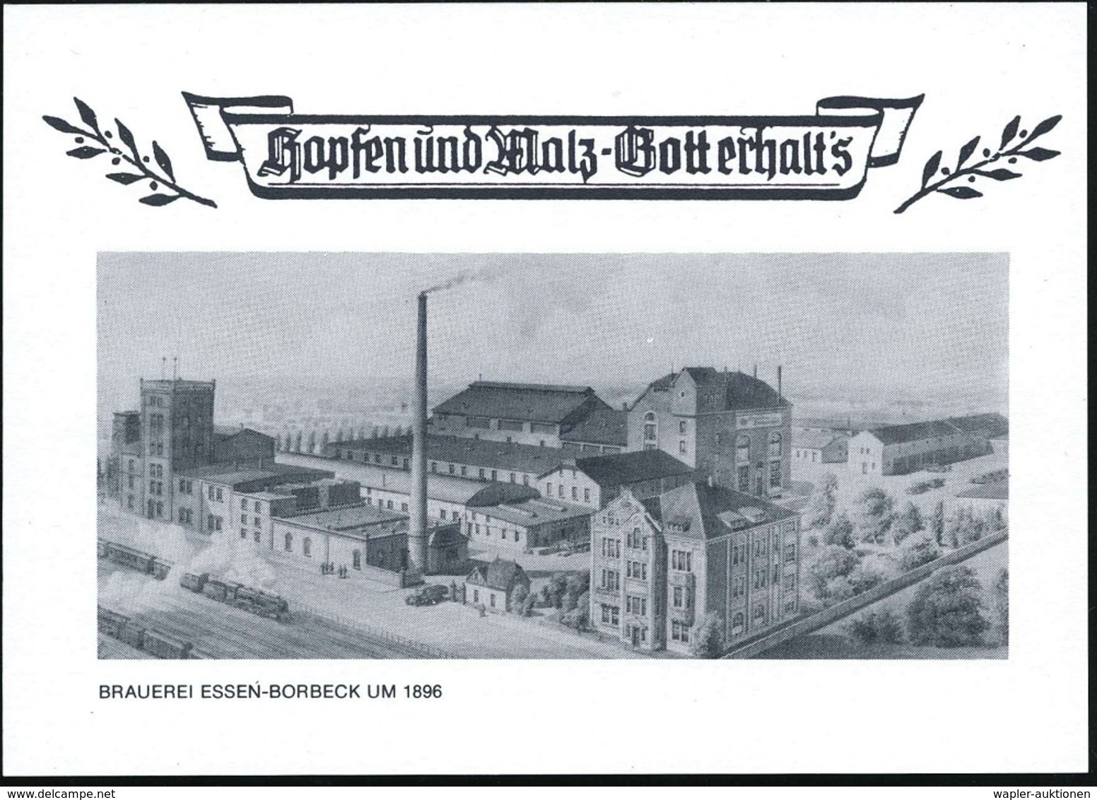 1986 ESSEN-BORBECK, PP 60 Pf. Burgen: Hopfen U. Malz - Gott Erhalt's (Brauerei Borbeck Um 1896) Ungebr. (Mi.PP 106/16) - - Sonstige & Ohne Zuordnung