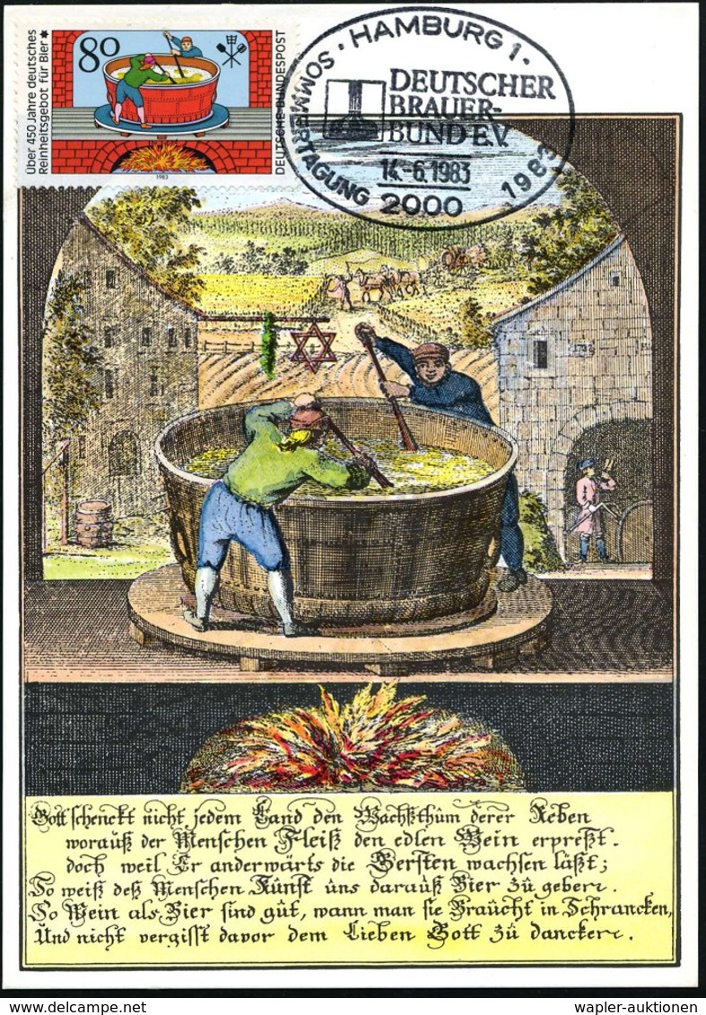 1983 (14.6.) 2000 HAMBURG 1, SOMMERTAGUNG DEUTSCHER BRAUEREI-BUND EV. (Braukessel) Auf 80 Pf. "Über 450 Jahre Bier-Reinh - Other & Unclassified