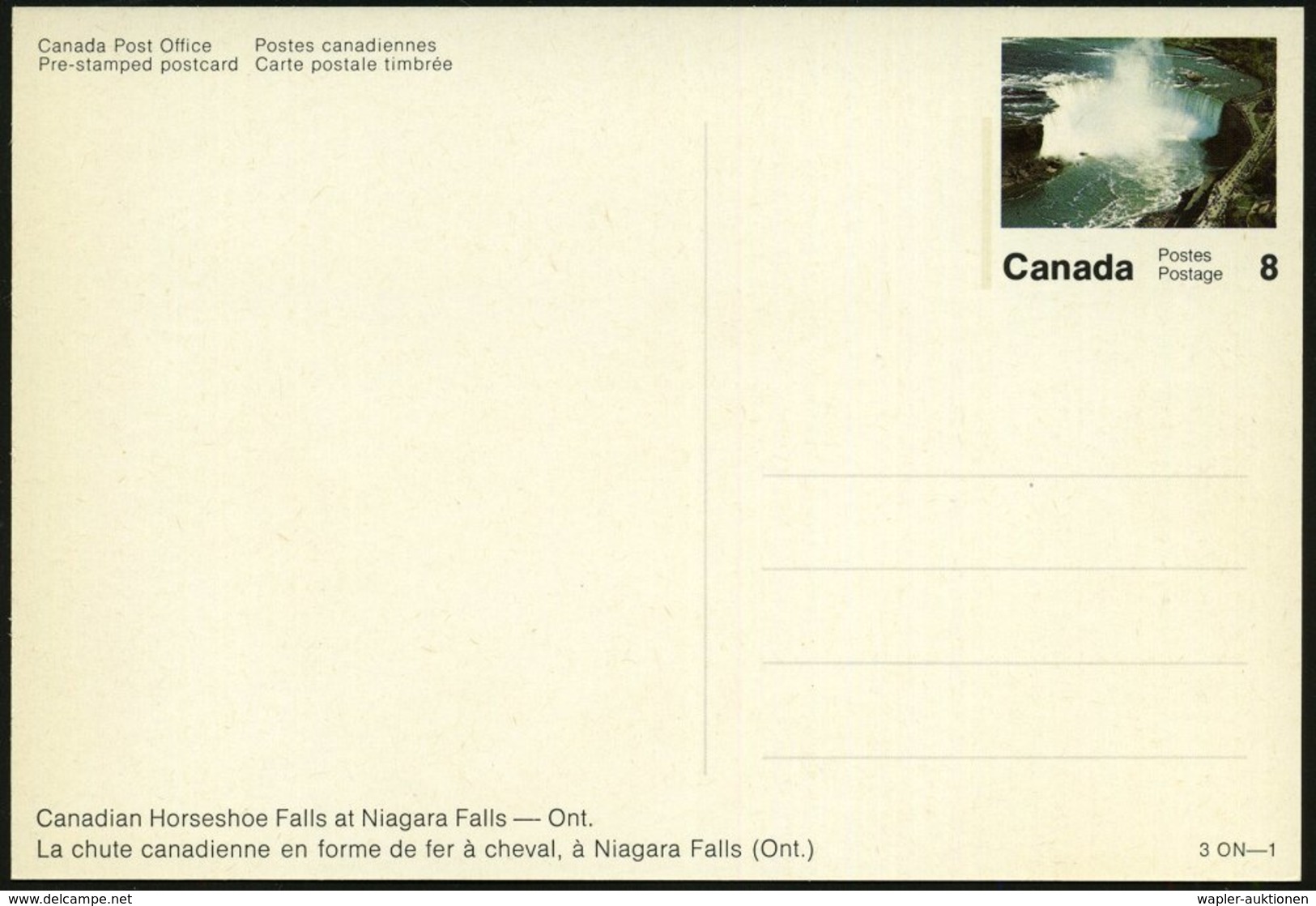 1975 CANADA, 8 C. Bild-Ganzsache: Horseshoe Falls At Niagara Falls, Ont., Ungebr. - Wasser, Wasserfall, Quelle & Brunnen - Other & Unclassified