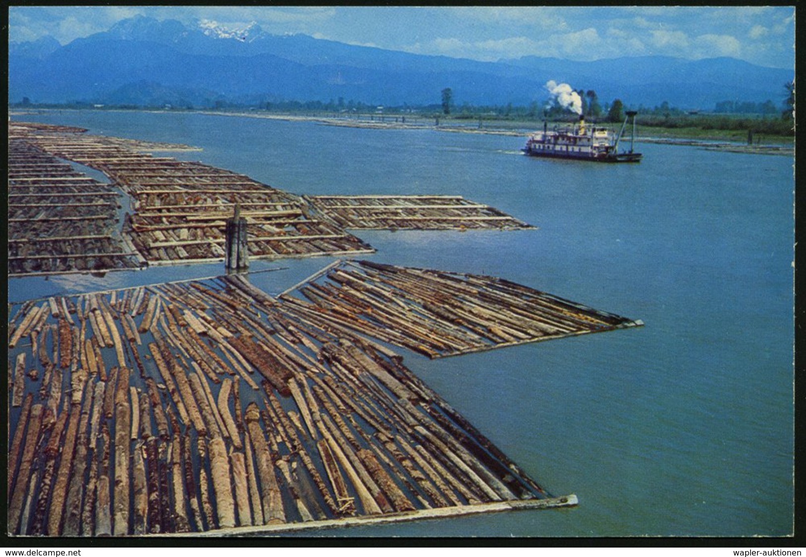 1975 CANADA, 8 C. Long Booms And Paddle Steamer Near Pitt Meadows (B.C.) = Baumflöße U. Raddampfer, Ungebr. - Holz & Möb - Other & Unclassified