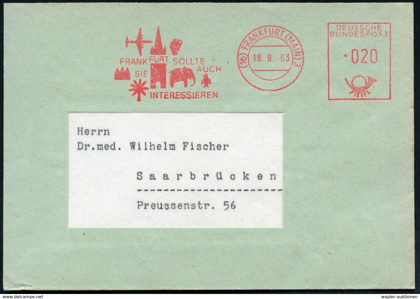 1963 (18.9.) (16) FRANKFURT (MAIN) 3, Absender-Freistempel Mit Alter PLZ: FRANKFURT SOLLTE SIE AUCH INTERESSIEREN = Elef - Other & Unclassified