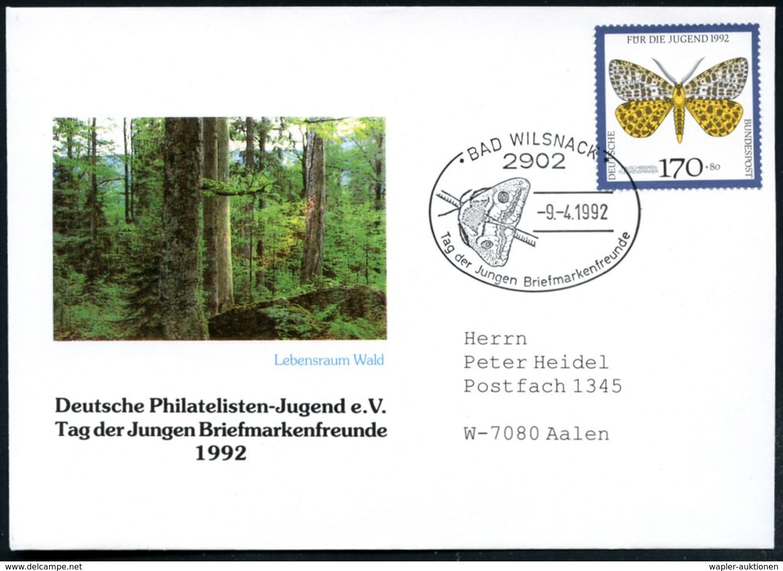 1992 (9.4.) 2902 BAD WILSNACK, Sonderstempel: Tag Der Jungen Briefmarkenfreunde = Nachtfalter Auf Passender EF 170 + 80  - Other & Unclassified