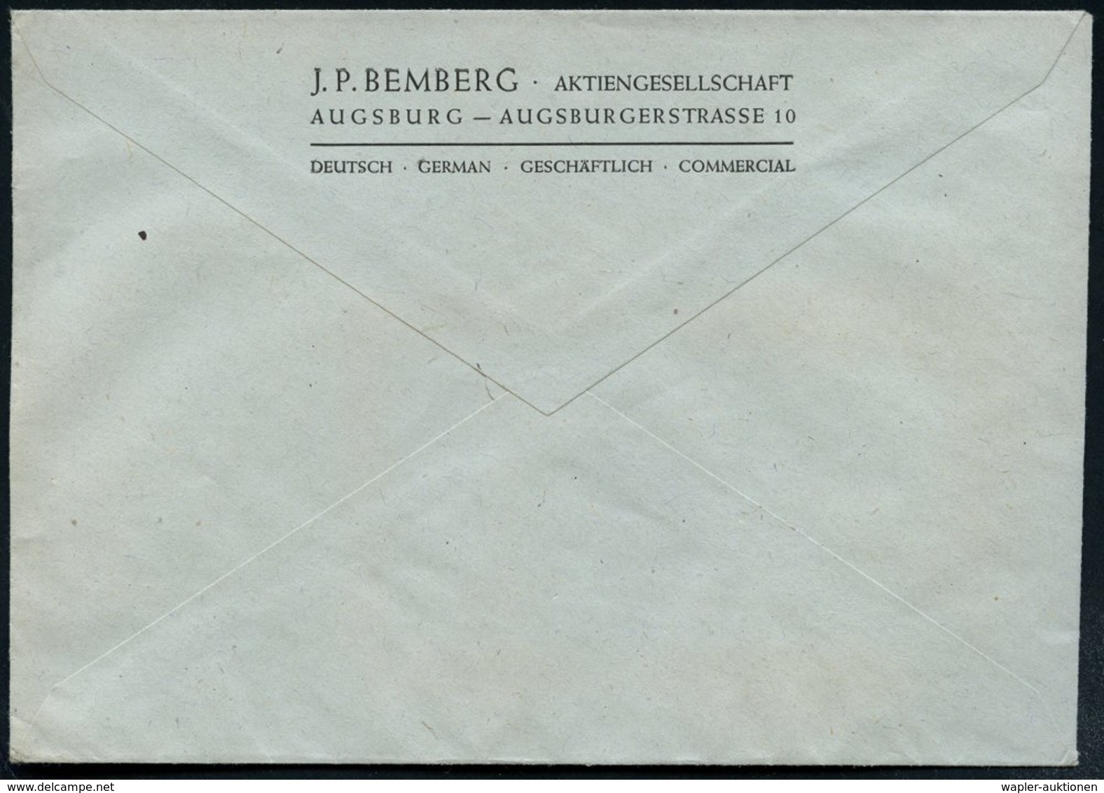 1948 (31.8.) AUGSBURG 8, Absender-Freistempel: J. R. Bemberg A.G. (= Seiden-Fabrikation) Mit Firmen-Logo, Rs. Absender-V - Other & Unclassified