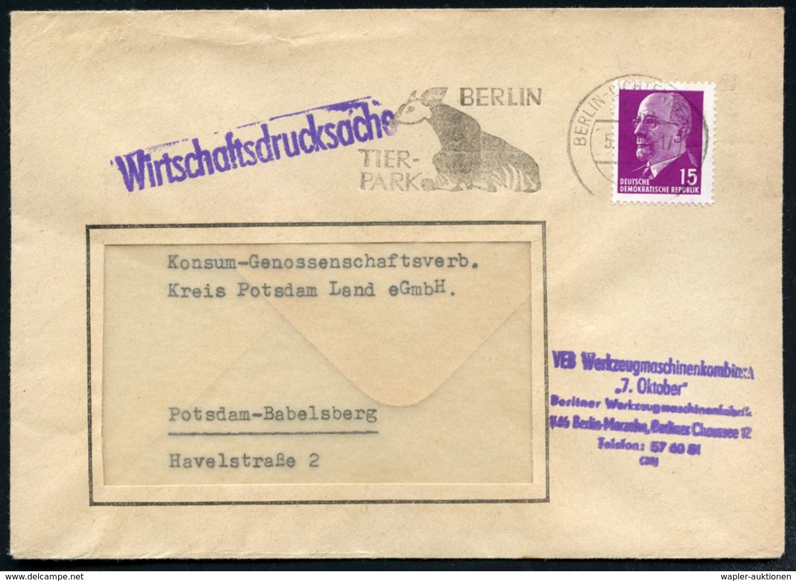 1971 (5.2.) 113 BERLIN-LICHTENBERG 1, Maschinen-Werbestempel:TIERPARK BERLIN  = Okapi, Firmenbrief - Zoologische Gärten  - Other & Unclassified