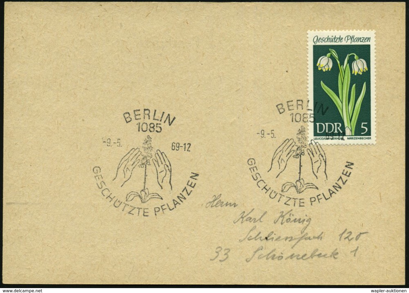 1969 (9.5.) D.D.R., 5 Pf. "Geschütze Pflanzen", EF = Märzenbecher + Passender Sonderstempel: 1085 BERLIN, GESCHÜTZTE PFL - Other & Unclassified