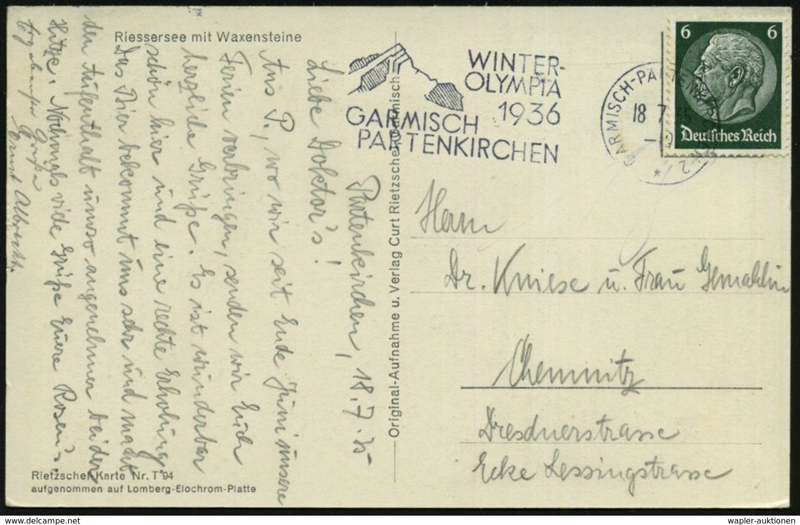 1935 (18.7.) GARMISCH-PARTENKIRCHEN 2, Maschinen-Werbestempel: WINTER-OLYMPIA 1936.. (Bergmassiv) Auf Passende S/ W.-Fot - Other & Unclassified