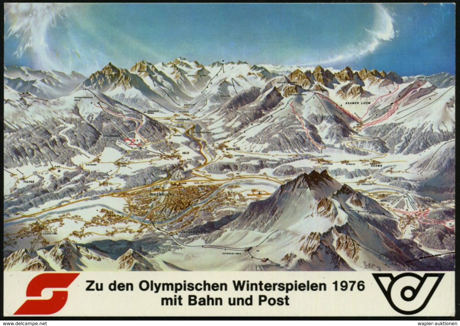 1976 ÖSTERREICH, Olympische Winterspiele Innsbruck, 3 Verschiedene Color-Ak. (rs. Haftspuren) Alle Ungebr., 3 Belege - O - Other & Unclassified