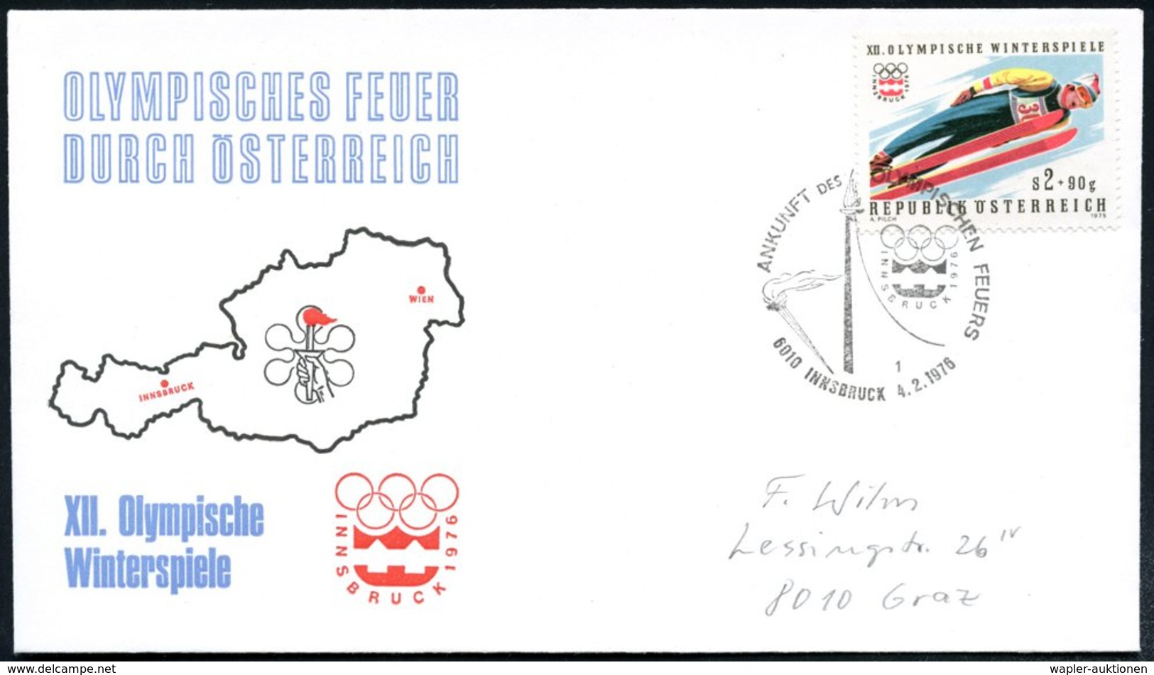 1976 ÖSTERREICH, Olympische Winterspiele Innsbruck, 3 Verschiedene Fackellauf-Sonderstempel: Eisenstadt, Innsbruck U. Wi - Other & Unclassified