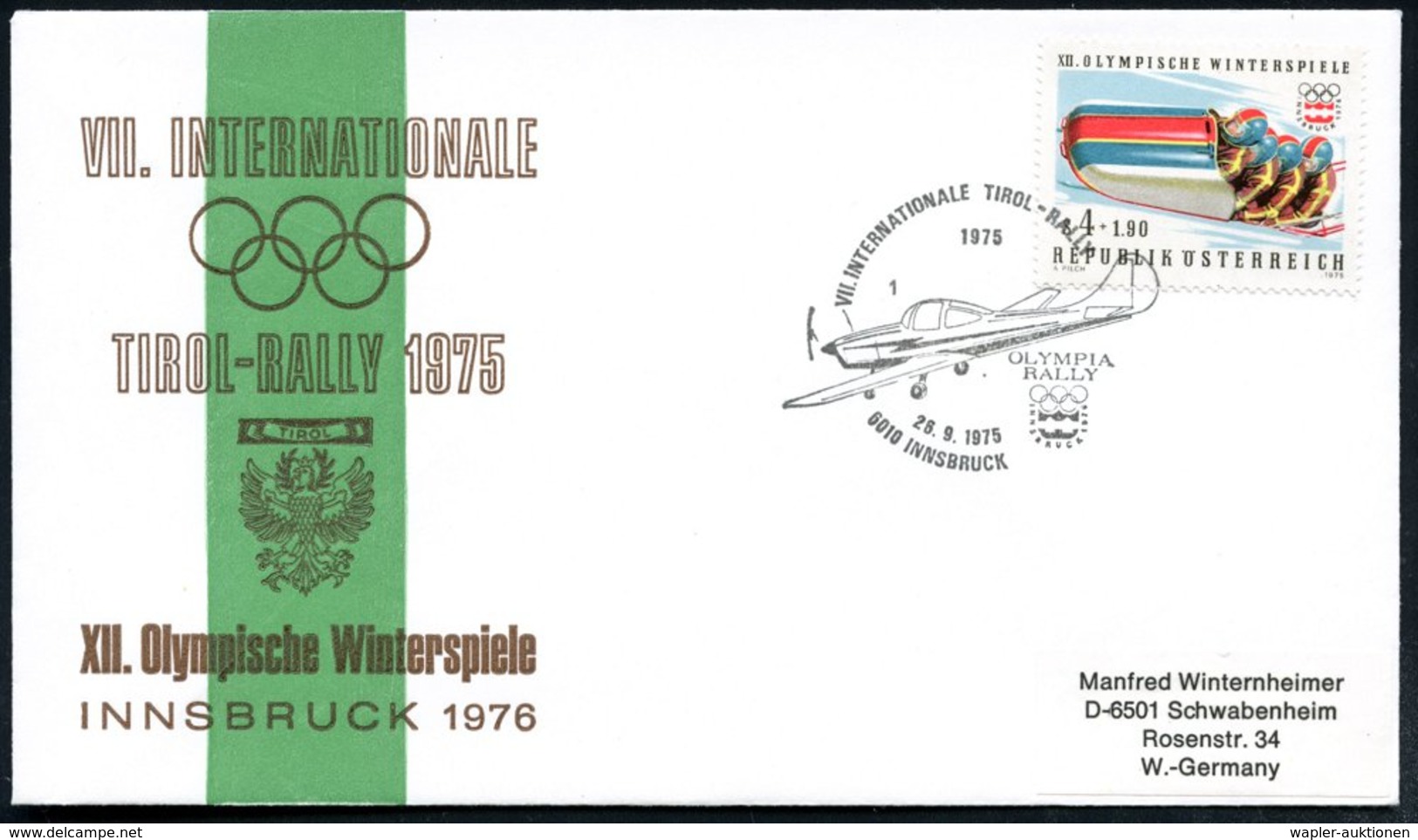 1976 ÖSTERREICH, Olympische Winterspiele Innsbruck, 3 Verschiedene Olympia-Flugzeug-Sonderstempel: 6563 GALTÜR, 6010 Bzw - Other & Unclassified