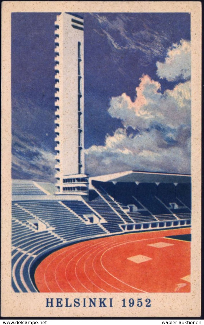 1952 FINNLAND, Künstler-Color-Ak.: Olympia-Stadion Helsinki, Ungebr. - Olympische Sommerspiele 1948 - 1968 / Olympic Sum - Other & Unclassified