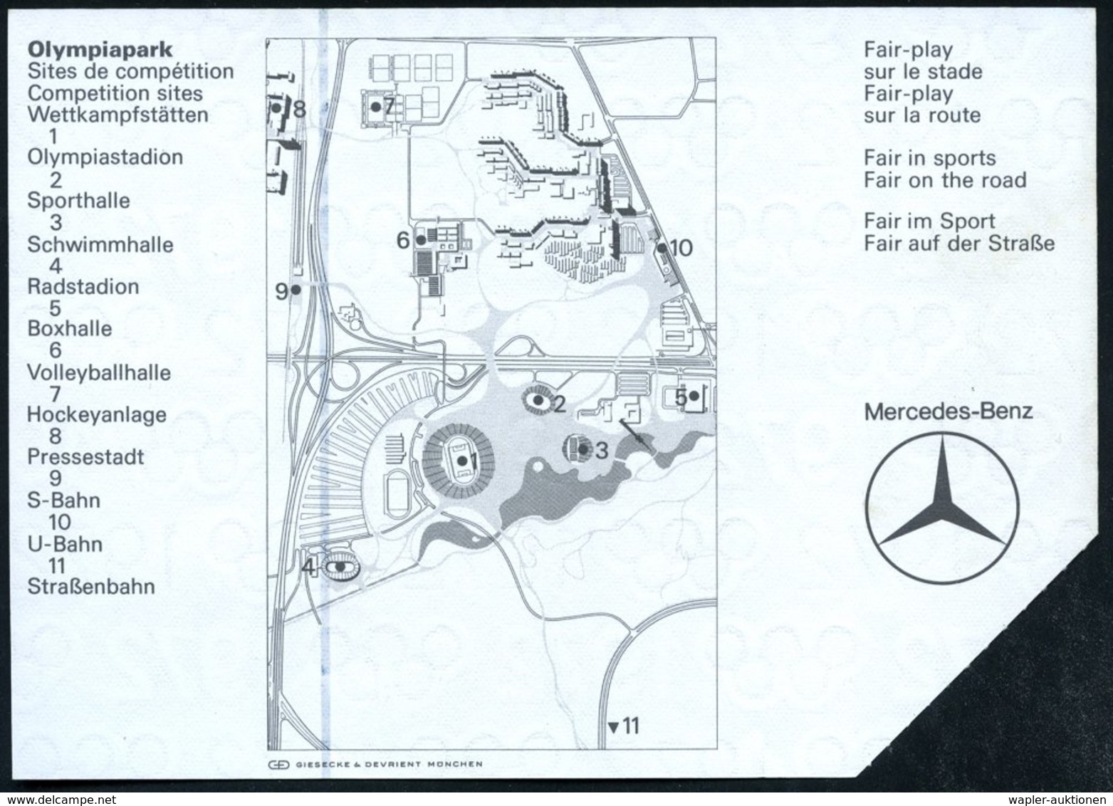 1972 (9.9.) 8 MÜNCHEN, Orig. Eintrittskarte Olympiastadion Leichtathletik, Rs. Olympia-Gelände - Olympische Sommerspiele - Other & Unclassified