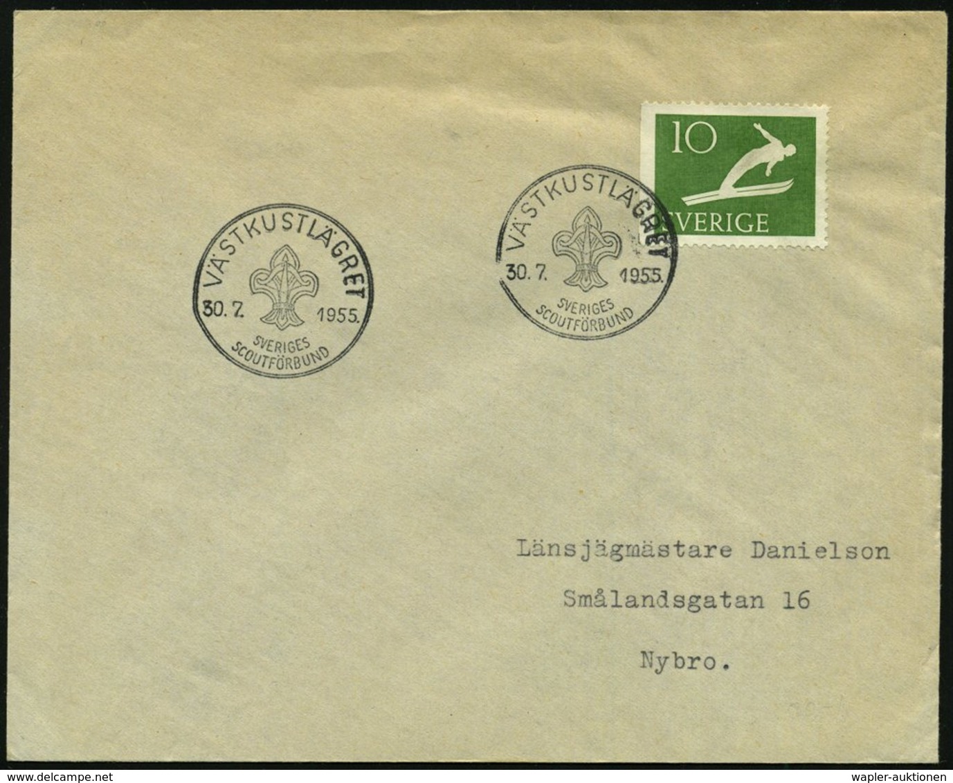 1955 (30.7.) SCHWEDEN, Sonderstempel: VÄSTKUSTLÄGRET, SVERIGES SCOUTFÖRBUND (Lilie) = Pfadfinder-Lager, Inl.-Brief - Pfa - Other & Unclassified