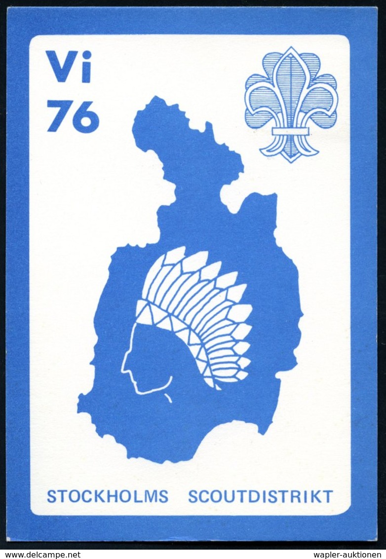 1976 (12.6.) SCHWEDEN, Sonderstempel: ÖREGRUND, VÄSSARÖ (Indianerkopf Vor Landkarte) Motivgleiche Inl.-Sonderkarte: Väss - Other & Unclassified