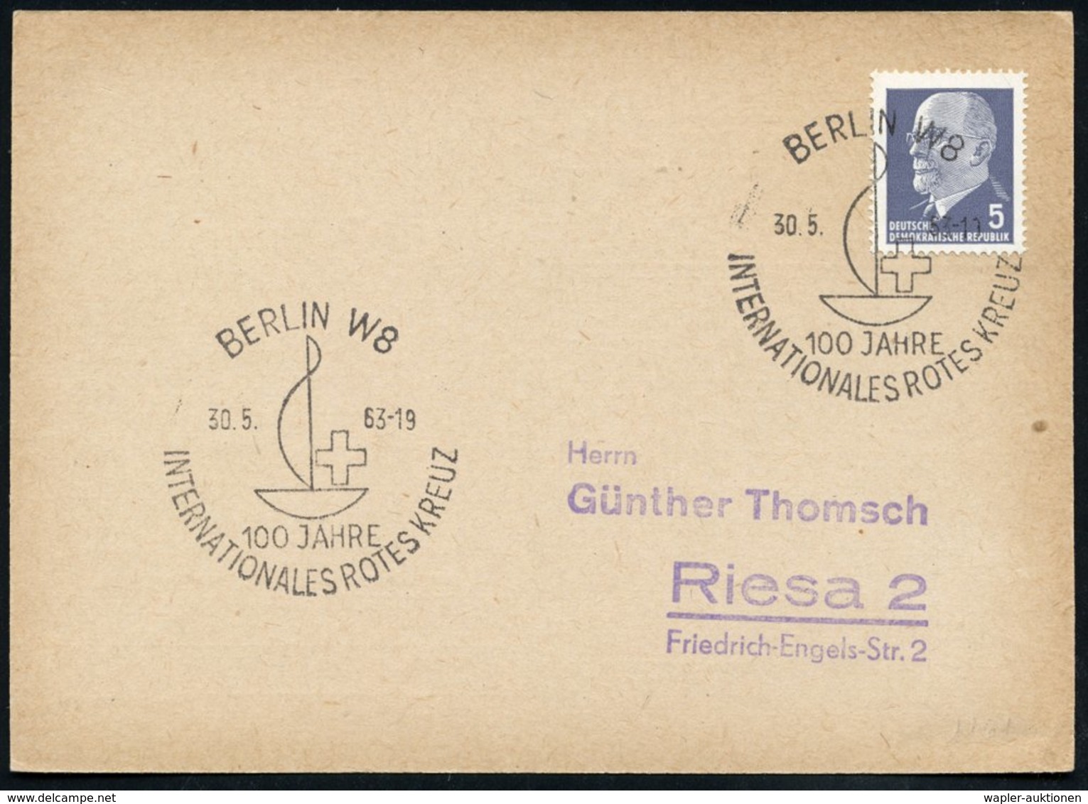 1963 (30.5.) BERLIN W 8, 100 JAHRE INTERNAT. ROTES KREUZ (Logo) Inl.-Karte (Bo.1161) - Rotes Kreuz / Red Cross / Croix R - Other & Unclassified