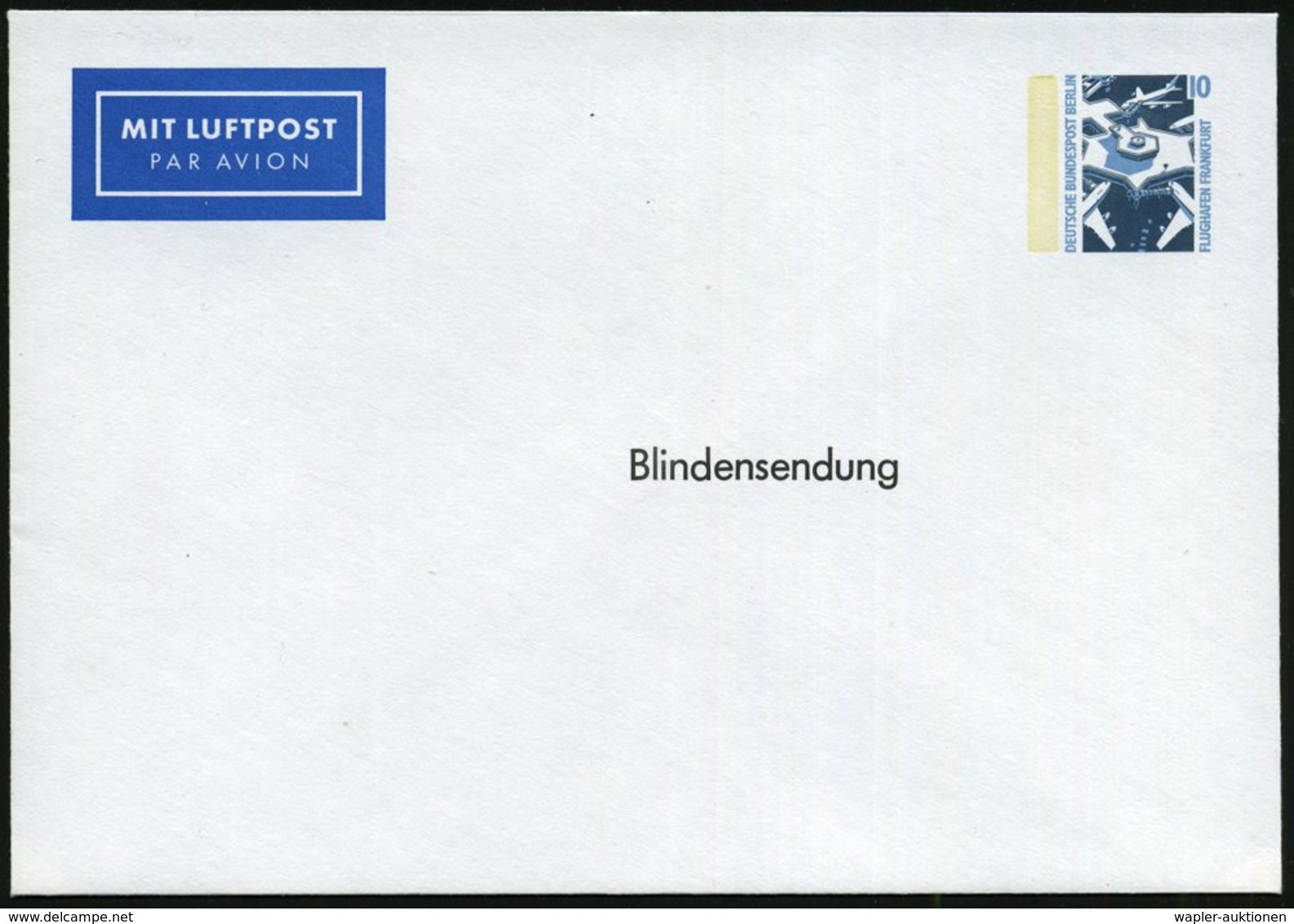 1988 BERLIN, PU 10 Pf.  Bauwerke Flughafen: Blindensendung MIT LUFTPOST =  N U R  Luftpostgebühr, Sonst Als Blindensendu - Other & Unclassified