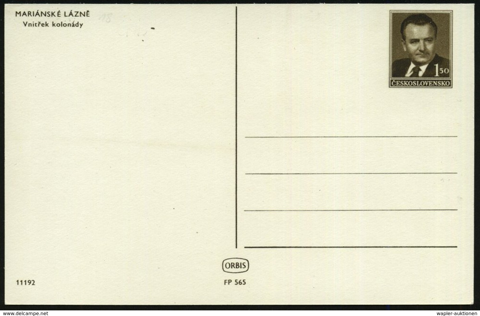 1950 TSCHECHOSLOWAKEI, 1,50 Kc. Bild-Ganzsache, Gottwald: Marienbad (Wandelhalle) Ungebr. (Pofis.CPH.3/20) - Kurorte & H - Other & Unclassified