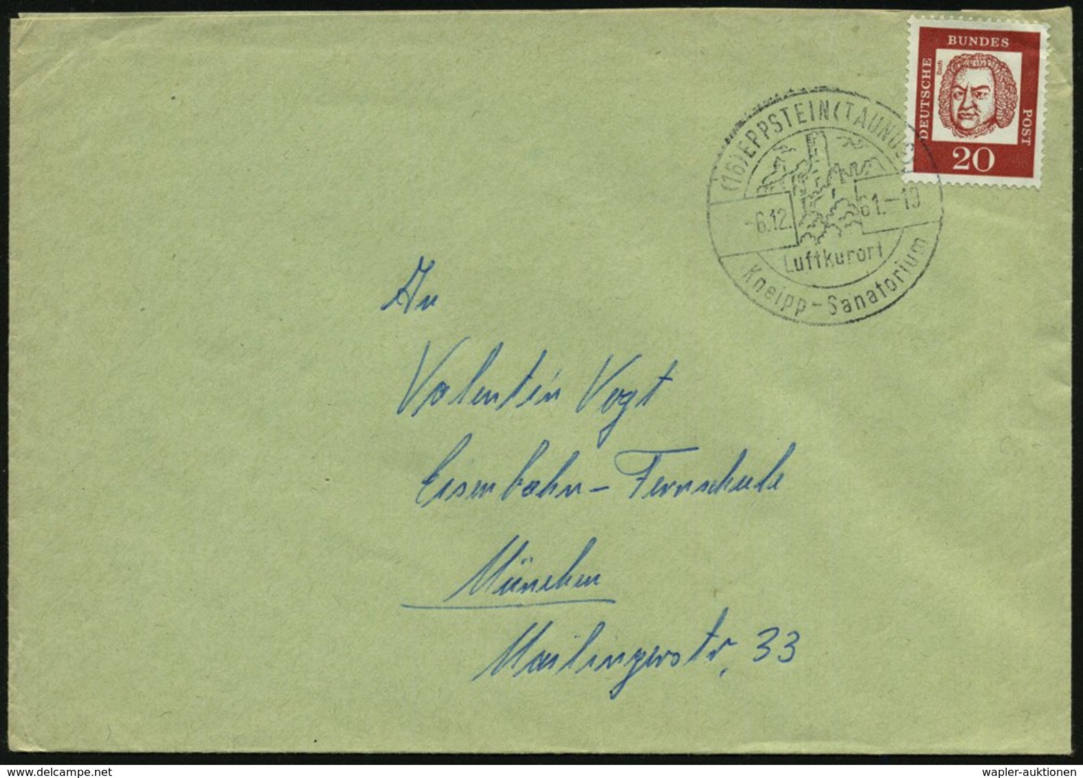 1961 (6.12.) (16) EPPSTEIN (TAUNUS), Hand-Werbestempel: Luftkurort, Kneipp-Sanatorium (Burgruine) Bedarfsbrief (Bo.3) -  - Andere & Zonder Classificatie