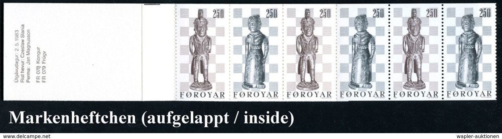 1983 FÄRÖER, Markenheftchen Schach Mit Schachfiguren, Beinhaltet 3x Kompl. Satz (Mi.82/ 83) Als Zusammendruck, Postfrisc - Other & Unclassified