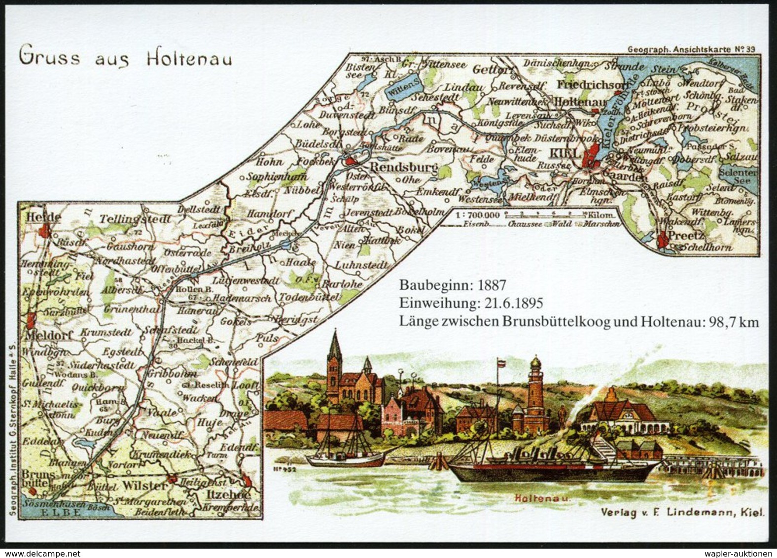 1995 (2.9.) 24103 KIEL 1, PP 80 Pf. Varnhagen: 100 Jahre Nord-Ostsee-Kanal 1895-1995.. (Landkarte, Kanalbrücke) + Passen - Other & Unclassified