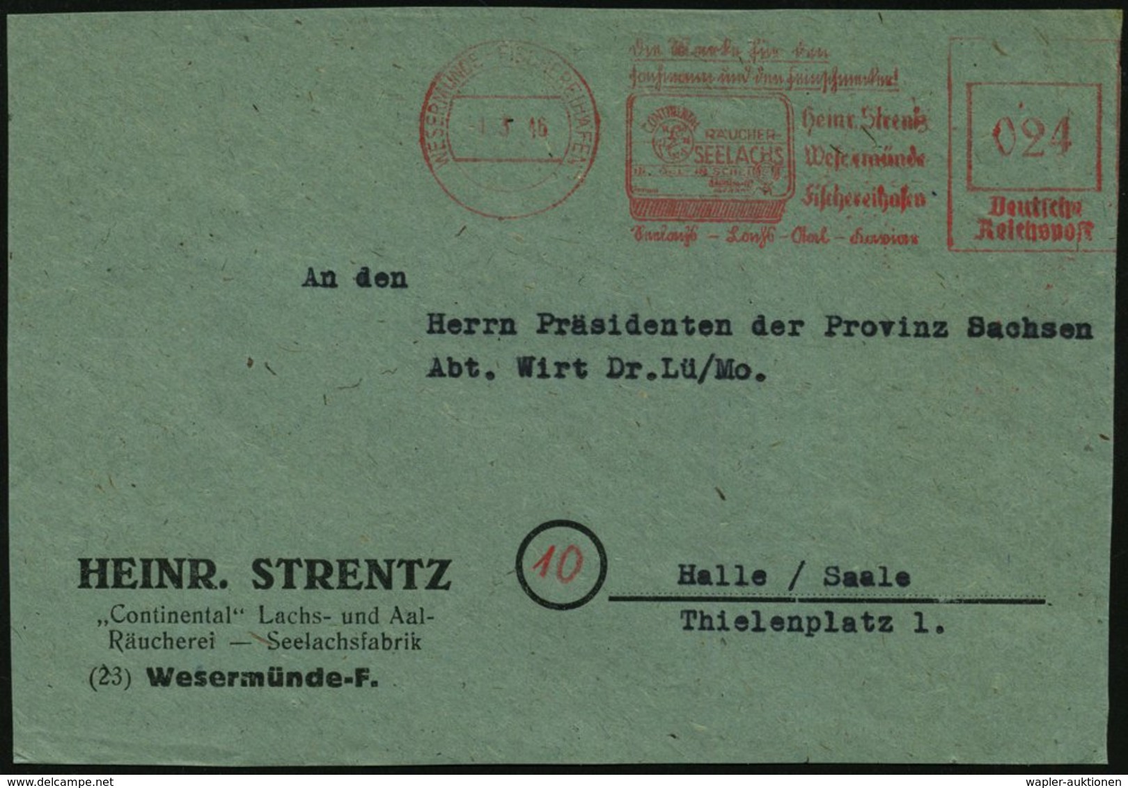 1946 (1.3.) WESERMÜNDE-FISCHEREIHAFEN, Aptierter Absender-Freistempel (NS-Adler Entfernt!): .. Heinr. Strentz, Wesermünd - Other & Unclassified